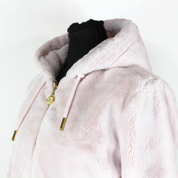 Moose Knuckles x Jennifer Meyer Faux Fur Jacket Pink Hooded Full Zip Up Crop M - Picture 4 of 8